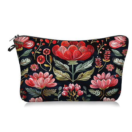 Flower Polyester Cosmetic Bags Zipper Clutch Bags PW-WG4A30B-03-1