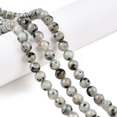 Natural Sesame Jasper/Kiwi Jasper Bead Strands G-R345-8mm-36-1