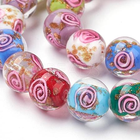 Handmade Gold Sand Lampwork Beads Strands LAMP-L072-G09-1