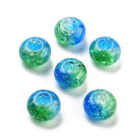Two Tone Transparent Crackle Acrylic European Beads TACR-P009-B01-11-1