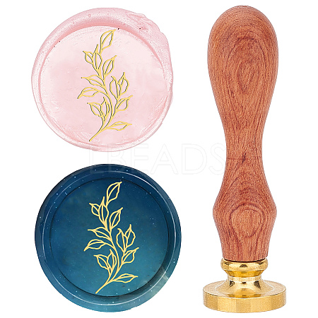 Brass Wax Seal Stamp with Rosewood Handle AJEW-WH0412-0015-1