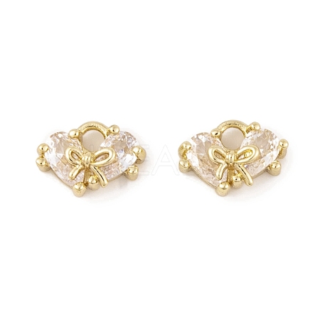 Brass Micro Pave Clear Cubic Zirconia Charms KK-L212-20G-1