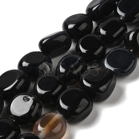 Natural Black Agate Beads Strands G-H295-D01-08-1