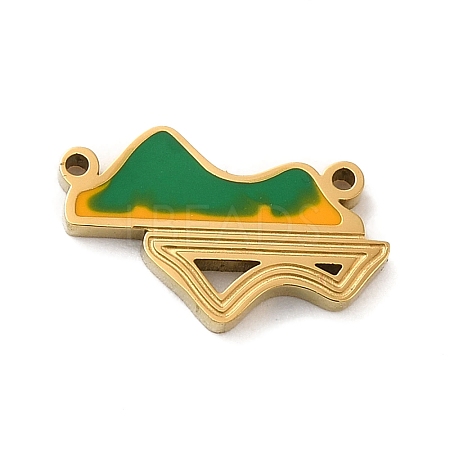 Ion Plating(IP) 304 Stainless Steel Green Enamel Connector Charms STAS-Q301-18G-1