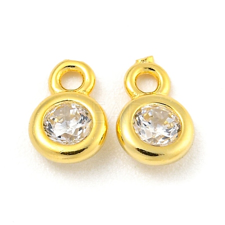 925 Sterling Silver Pave Clear Cubic Zirconia Flat Round Charms STER-B005-01G-1