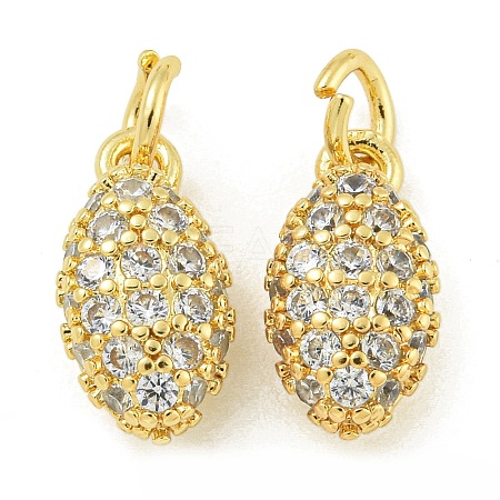 Rack Plating Brass Micro Pave Clear Cubic Zirconia Charms KK-Z067-23G-06-1