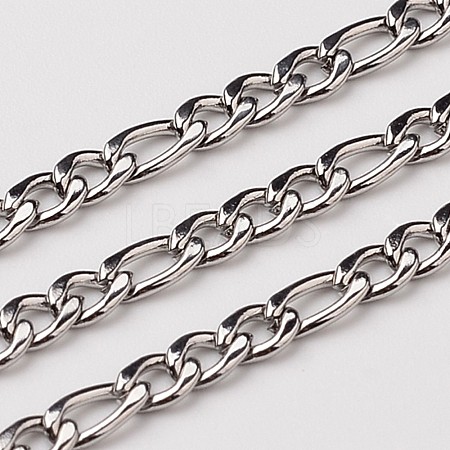 304 Stainless Steel Figaro Chains CHS-K001-32-3mm-B-1
