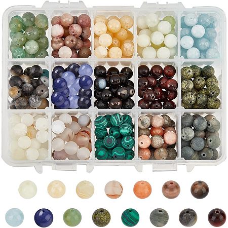 375Pcs 15 Styles Natural & Synthetic Gemstone Beads G-NB0003-87-1