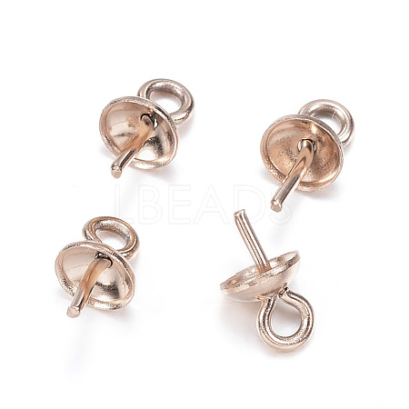 Ion Plating(IP) 304 Stainless Steel Cup Pearl Peg Bails Pin Pendants X-STAS-G127-04RG-1