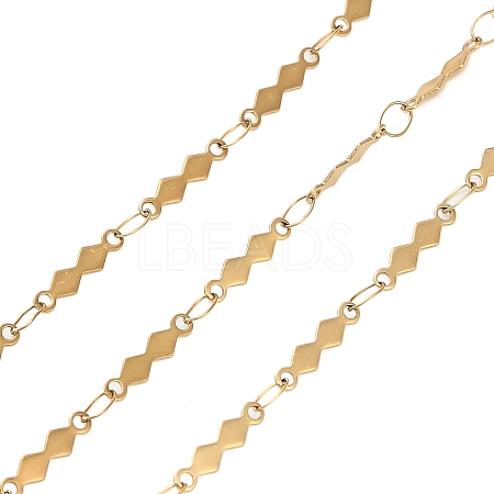 304 Stainless Steel Rhombus Bar Link Chains CHS-H116-01H-G-1