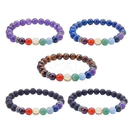 SUNNYCLUE Natural Gemstone Beads Stretch Bracelets BJEW-SC0001-01-1