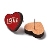 Valentine's Day Theme Printing Wood Stud Earrings for Women EJEW-B029-03-2
