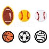 12Pcs 6 Style Sports Ball Theme Computerized Towel Fabric Embroidery Iron on Cloth Patches PATC-FG0001-64-1
