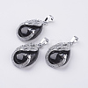 Natural Dyed & Heated Black Agate Pendants G-E442-04E-1