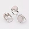 Natural Rose Quartz Finger Rings RJEW-P122-04-1