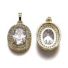 Golden Plated Brass Micro Pave Clear Cubic Zirconia Pendants ZIRC-F123-02E-2