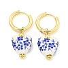 Handmade Porcelain Blue and White Porcelain Heart Hoop Earrings EJEW-A042-01-1