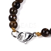 Natural Tiger Eye Round & Cone Beaded Necklaces NJEW-N064-03D-4