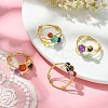 4Pcs 4 Style Natural Mixed Gemstone Braided Bead Finger Rings Set RJEW-TA00083-5