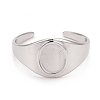 304 Stainless Steel Oval Chunky Open Cuff Ring for Women RJEW-C025-14P-3