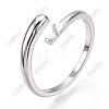 925 Sterling Silver Smooth with Open Cuff Ring Settings STER-T007-09P-1