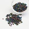 8/0 Electroplated Iris Round Glass Seed Beads X-SEED-A009-3mm-603-1