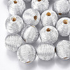 Wood Beads Covered with Polyester Cord Wire X-WOVE-S117-16mm-06-2