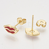 Brass Stud Earrings EJEW-S201-178-2