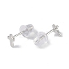 Anti-Tarnish Rhodium Plated Cross 999 Sterling Silver Stud Earrings for Women EJEW-S215-23P-3