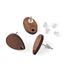 Coconut Brown Wood Stud Earring Findings EJEW-TA0010-06P-16