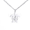 Ocean 304 Stainless Steel Hollow Floral Turtle Pendant Necklaces for Women WG89907-01-2