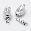 Anti-Tarnish Rhodium Plated 925 Sterling Silver Cubic Zirconia Box Clasps STER-F037-062P-3