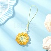 Cat Eye Flower Pendant Decorations HJEW-TA00419-01-2