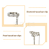 4Pcs 3 Style Plastic Imitation Pearl Cuff Earrings with Crystal Rhinestone EJEW-FI0001-30-3