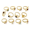 316 Stainless Steel with Natural Mixed Gemstone Cuff Rings RJEW-Z098-01G-10-4
