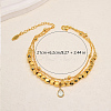 Elegant Brass Glass Teardrop Charm Double-Layer Foot Chain Anklets for Women NE9824-4