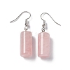 Natural Rose Quartz Cylindrical Dangle Earrings EJEW-D188-01P-05-2