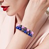 Medium Orchid Natural Yellow Jade Round Beaded Stretch Bracelet BJEW-SW00077-04-5