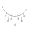 Glass Teardrop Charms Necklaces NJEW-TA00149-1