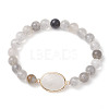 8mm Round Natural Cloudy Quartz Beaded Stretch Bracelets BJEW-JB10572-1