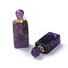 Faceted Natural Amethyst Openable Perfume Bottle Pendants G-P435-C-02G-2