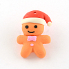 Handmade Christmas Gingerbread Man Polymer Clay Pendants CLAY-R060-35-1