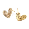 Rack Plating Heart Brass Stud Earrings EJEW-N055-37G-RS-2