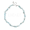 Natural Larimar Chip Beaded Necklaces with 304 Stainless Steel End Chains NJEW-JN06662-3