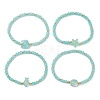 4Pcs 4 Styles Faceted Rondelle Glass Beaded Stretch Bracelets BJEW-JB10206-S-1