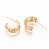 Brass Micro Pave Clear Cubic Zirconia Half Hoop Earrings KK-R117-034A-NF-2