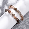 Natural Rutilated Quartz Round Beaded Stretch Bracelets for Men Women BJEW-G743-01E-1