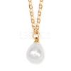 304 Stainless Steel & Plastic Pearl Teardrop Pendant Necklaces NJEW-JN05219-2