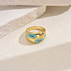 Oversized Brass Enamel Wide Band Chunky Rings for Women Holiday Travel Jewelry TW3756-1-1