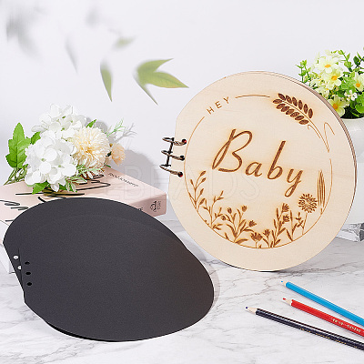 Round Wooden Cover Baby Scrapbook DIY Binder Photo Album DIY-WH0349-113A-1